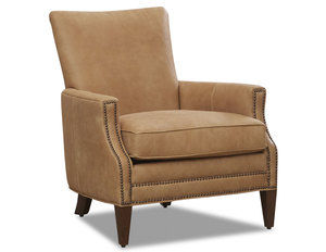 Bergdorf Leather Chair with Down Cushions (Made to order leathers)