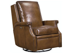 Collin Leather Swivel Glider Power Recliner (Brown)