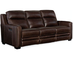 Lincoln Leather Power Headrest - Power Lumber - Power Reclining Sofa (Dark Brown)