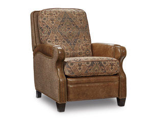 Brandy Leather/Fabric Push Back Recliner