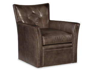 Conner Leather Swivel Club Chair (Chocolate)