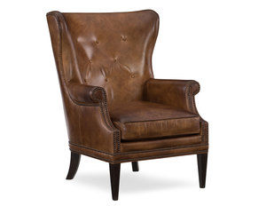 Maya Leather Wing Club Chair (Brown)