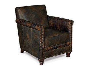 Potter Leather Nailhead Club Chair (Fudge)