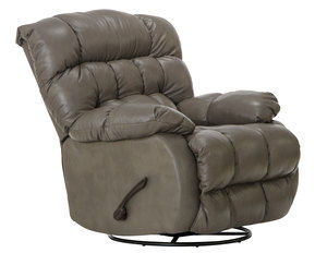 Pendleton Leather Chaise Swivel Glider Recliner in Light Grey