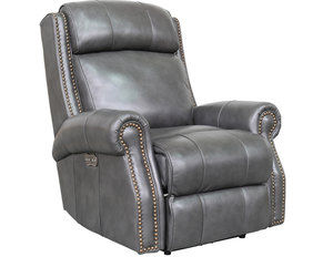 Blair Big &amp; Tall Leather Power Headrest Power Recliner in Gray