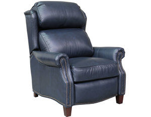 Meade Leather Recliner in Blue