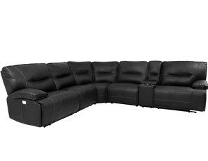 Spartacus Black Power Headrest Power Reclining Sectional (Faux Leather)
