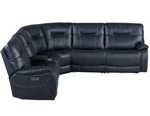 Axel Power Headrest Power Reclining Sectional in Admiral (Leather Like Fabric)