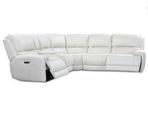 Empire Leather Six Piece Reclining Sectional in Verona Ivory