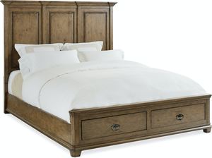 Montebello Queen Wood Mansion Bed w/ Storage Footboard