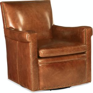 Jilian Leather Swivel Club Chair
