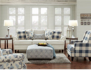 Catalina 96&quot; Linen 4 Piece Living Room (Includes sofa, 2 chairs and cocktail ottoman)
