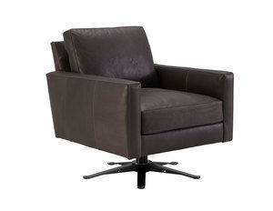 Calaveras Leather Swivel Chair with Down Cushions(Made to order leathers)