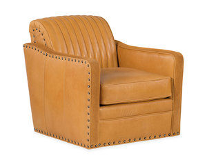 Beth Swivel Tub Leather Chair 8-Way Tie (Made to order leathers)