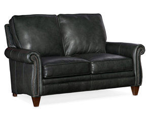 Reddish Stationary Leather Loveseat 8-Way Hand Tie (Made to order leathers)