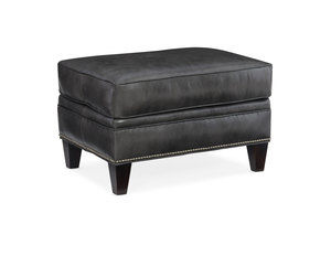 Roe Stationary Leather Ottoman (Made to order leathers)
