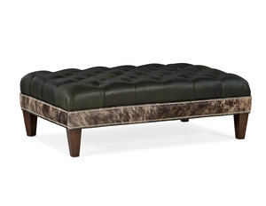 XL Rects Tufted Rectangle Leather Ottoman (Made to order leathers)