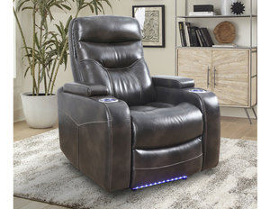Origin Truffle Power Headrest Power Home Theater Swivel Recliner (Faux Leather)