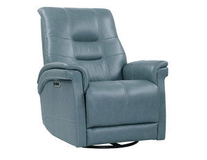Carnegie Leather Cordless Power Swivel Glider Recliner (Cut the Cord) Azure