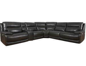 Colossus Grey Power Headrest Power Reclining Leather Sectional