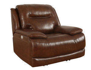 Colossus Brown Power Headrest Power Leather Recliner (Wide Seat)