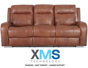 Benson Leather Reclining Sofa w/ Massage + Heat + Lumbar + Free Power Headrest (Made to order leathers)