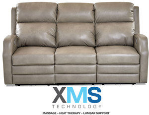 Kamiah Leather Reclining Sofa w/ XMS Heat, Massage and Lumbar + Free Power Headrest (Made to order leathers)