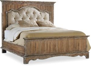 Chatelet King Upholstered Mantle Panel Bed (Panel Headboard Also Available)