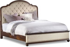 Leesburg Queen Upholstered Bed with Wood Rails