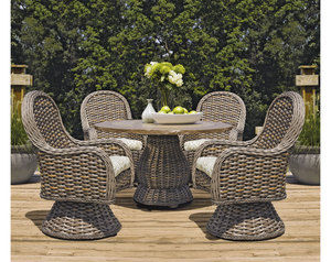 South Hampton Outdoor 5 Piece Dining Set (48&quot; Round Composite Stone Top Table)