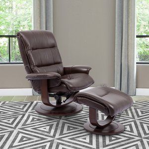 Knight Leather Robust Reclining Swivel Chair and Ottoman