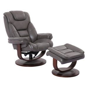 Monarch Ice Leather Reclining Swivel Chair and Ottoman