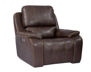 Potter Walnut Leather Power Recliner with Power Headrest