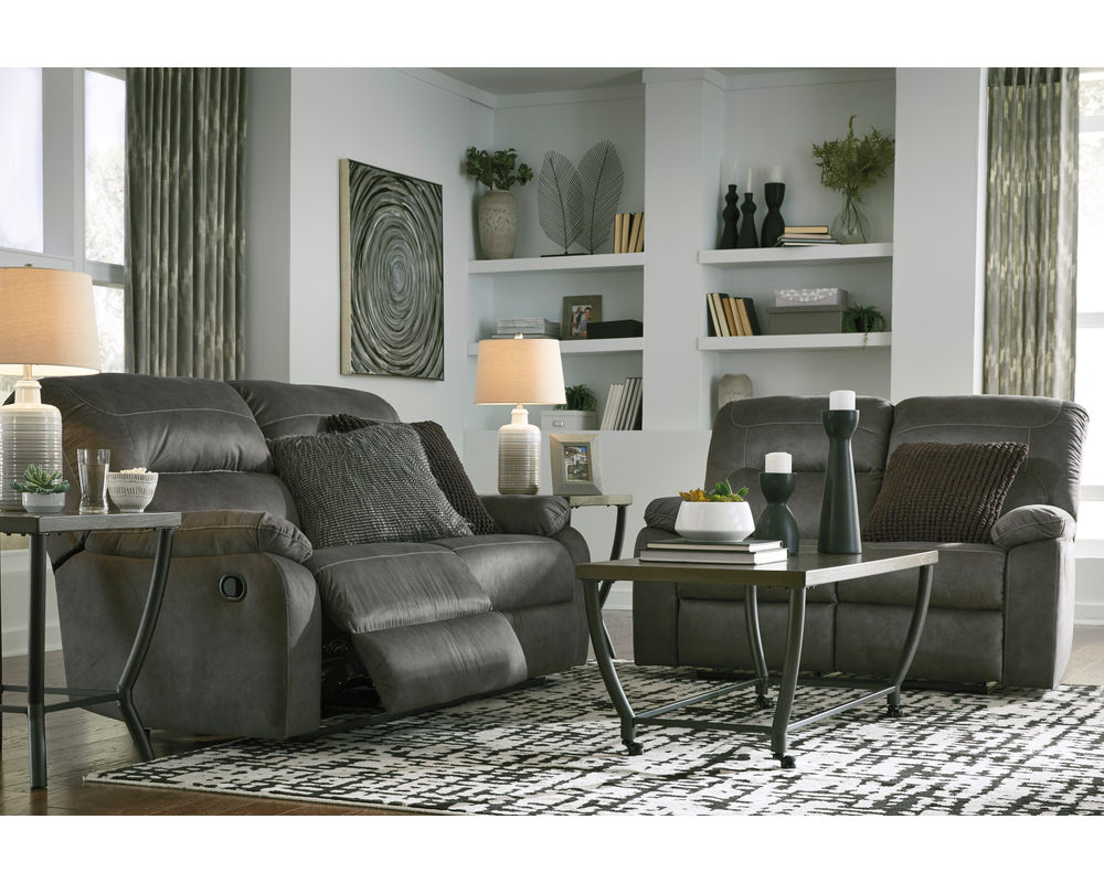 Bolzano Double Reclining Sofa in Slate Sofas and Sectionals - Main Image
