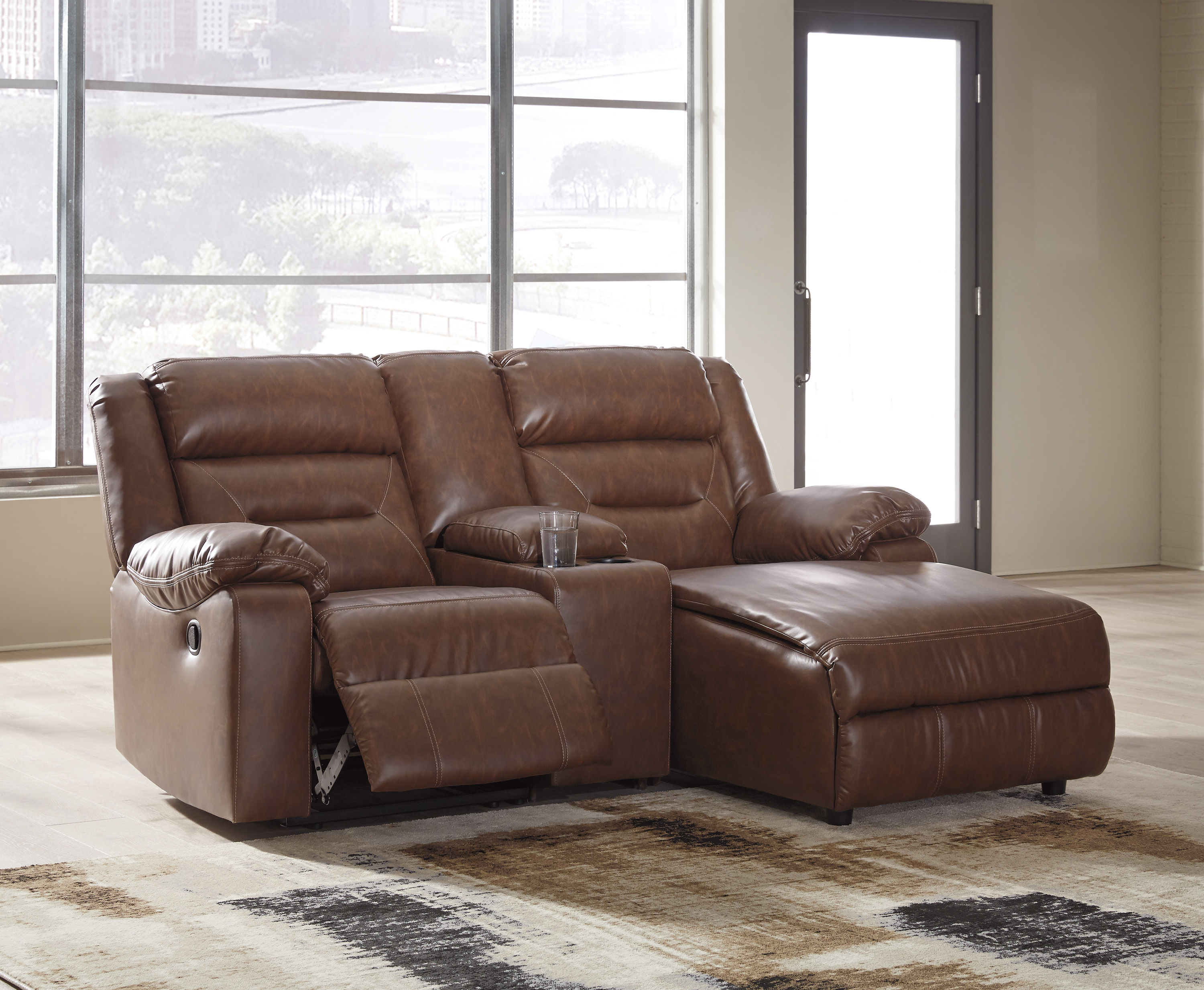 Coahoma 51104 Faux Leather Reclining Sectional Sofas and Sectionals