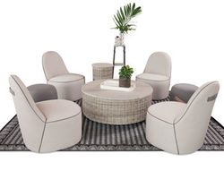 Olivia 405 Outdoor Chair and Poof Ottoman