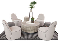 Olivia 405 Outdoor Chair and Poof Ottoman 