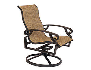 Monterey Sling Swivel Dining Chair (38&quot; or 43&quot; high back) - Made to order fabrics and finishes)