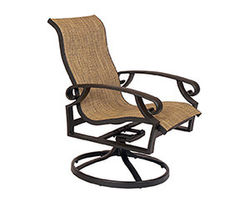 Monterey Sling Swivel Dining Chair (38&quot; or 43&quot; high back) - Made to order fabrics and finishes)