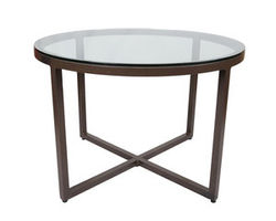 Contempo 42&quot; Round Glass Top Dining Table (8 Metal Finishes)