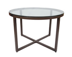 Contempo 42" Round Glass Top Dining Table (8 Metal Finishes)