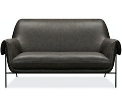 Ambroise Leather Settee with Metal Frame