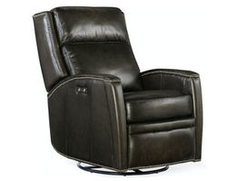 Declan Leather Swivel Glider Power Recliner (Black)