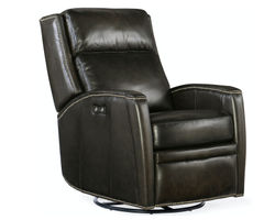 Declan Leather Swivel Glider Power Recliner (Black)