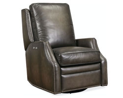 Kerley Leather Swivel Glider Power Recliner (Grey)