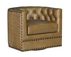 Lennox Leather Tufted Swivel Chair