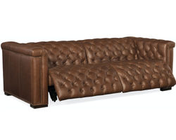 Savion 89" Leather Power Headrest Power Reclining Sofa (Copper)