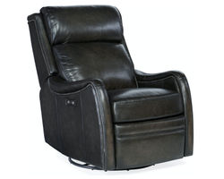 Stark Leather Swivel Glider Power Recliner (Black)