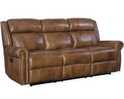Esme Leather Power Headrest Power Reclining Sofa (Brown)