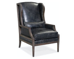 Laurel Exposed Wood Leather Club Chair (Blue)